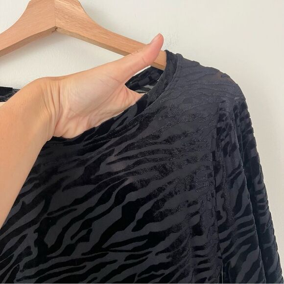 Good American Burnout Zebra Mesh Velvety Bodysuit NEW Size XXL Animal Print - Picture 8 of 12